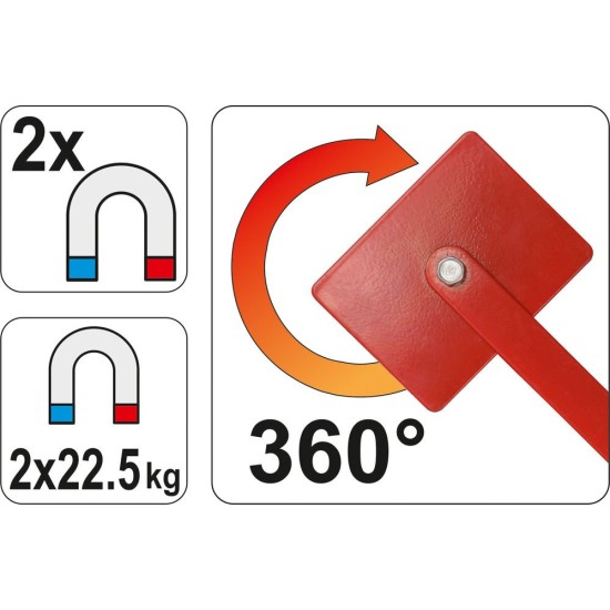 Hegesztési munkadarabtartó mágneses állítható 85 x 65 x 22 mm/2 x 22,5 kg YATO
