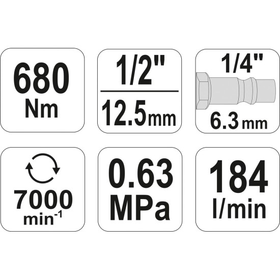 Pneumatikus ütvecsavarozó 1/2" 680 Nm YATO