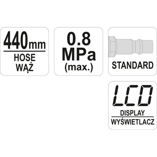 Kerékfúvató pisztoly LCD nyomásmérővel 1/4" YATO