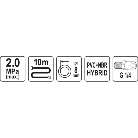 Pneumatikus tömlő 8mm 10m YATO