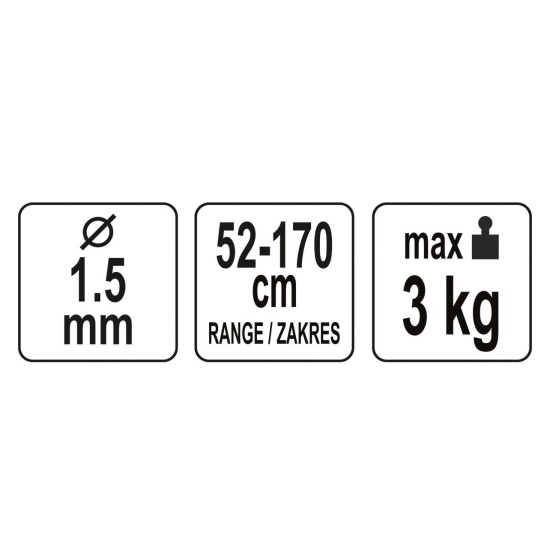 YATO rugós rögzítő kábel 1,5mm 170cm max. hossz