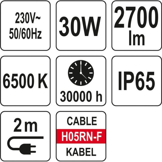 Elektromos állványos LED fényvető 30 W YATO