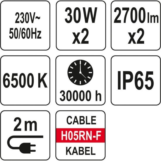 Elektromos állványos LED dupla fényvető 60 W YATO Elektromos állványos LED dupla fényvető 60 W YATO