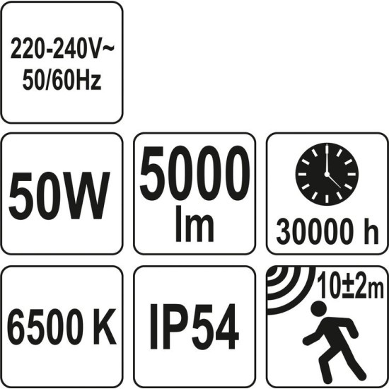 Elektromos LED fényvető mozgásérzékelős 50 W YATO