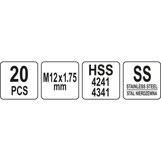 Menetjavító készlet 20 részes M12 1,75mm YATO
