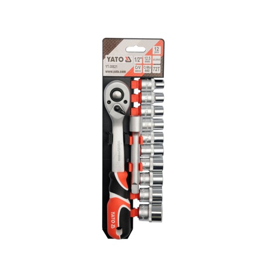 Racsnis dugókulcs készlet 12 részes 1/2": 10-24 mm CrMo YATO