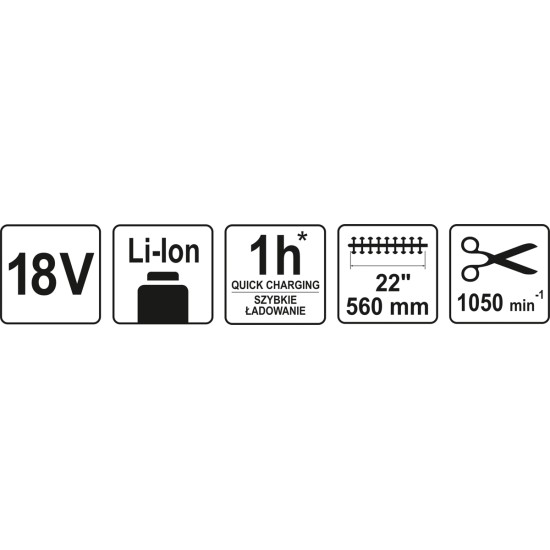 YATO Akkus sövényvágó 18 V Li-Ion akku nélkül