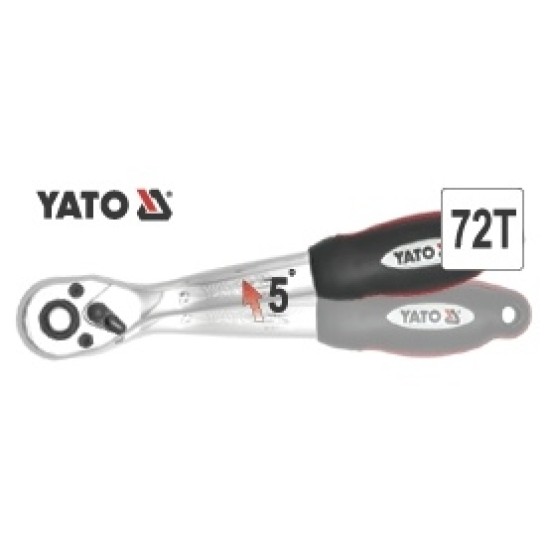 Racsnis hajtószár 1/2" 250 mm 72T hajlított szár CrV YATO