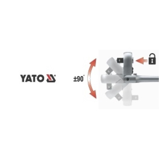 Racsnis hajtószár 1/4" 159 mm 72T csuklós ±90° egyenes szár CrV YATO