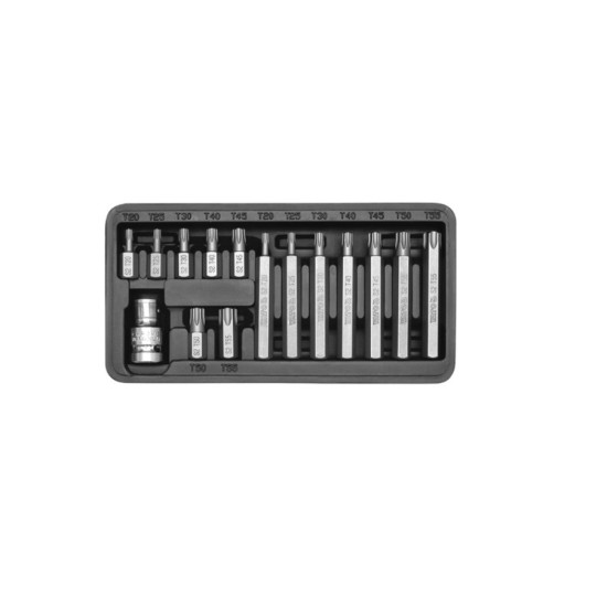 Torx bit készlet 15 részes 1/2": T20-T55 YATO