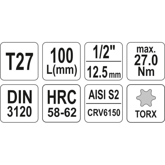 Bithegy dugófejjel T27 1/2" 100 mm hosszú YATO