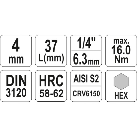 Bithegy dugófejjel imbusz 4 mm 1/4" CrV YATO