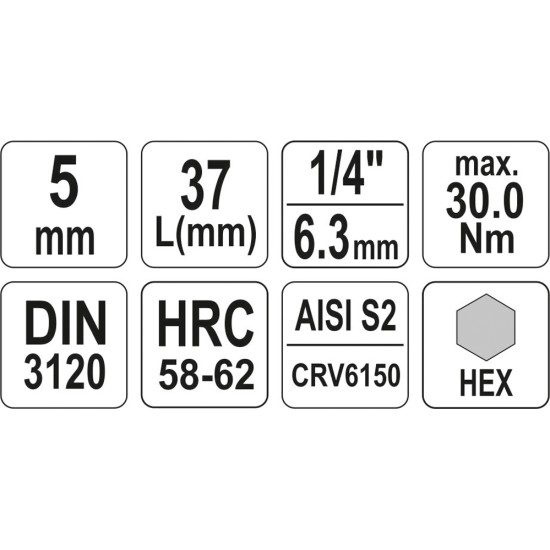Bithegy dugófejjel imbusz 5 mm 1/4" CrV YATO