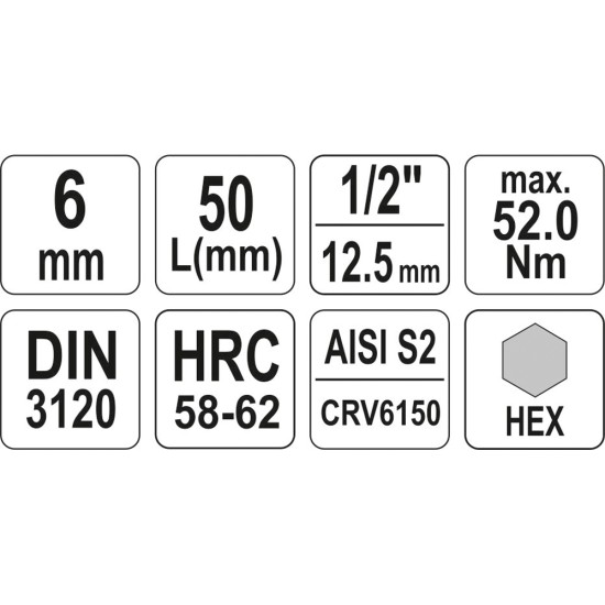 Bithegy dugófejjel imbusz 6 mm 1/2" CrV YATO