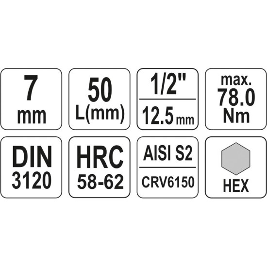 Bithegy dugófejjel imbusz 7 mm 1/2" CrV YATO