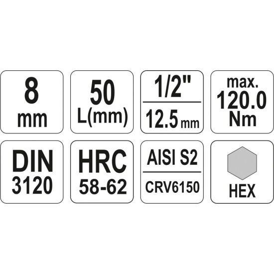 Bithegy dugófejjel imbusz 8 mm 1/2" CrV YATO
