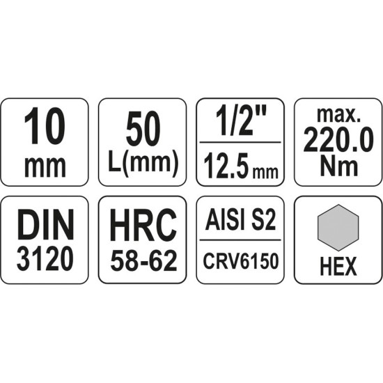Bithegy dugófejjel imbusz 10 mm 1/2" CrV YATO