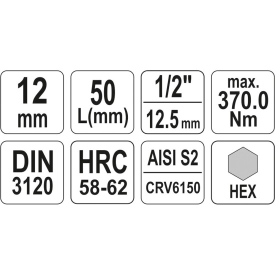 Bithegy dugófejjel imbusz 12 mm 1/2" CrV YATO