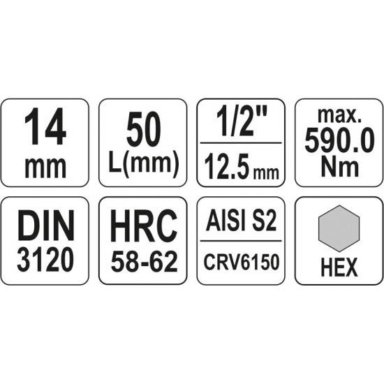 Bithegy dugófejjel imbusz 14 mm 1/2" CrV YATO