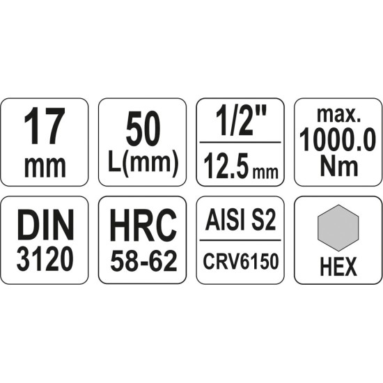 Bithegy dugófejjel imbusz 17 mm 1/2" CrV YATO