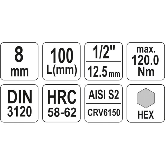 Bithegy dugófejjel Imbusz 8 mm 1/2" hosszú YATO