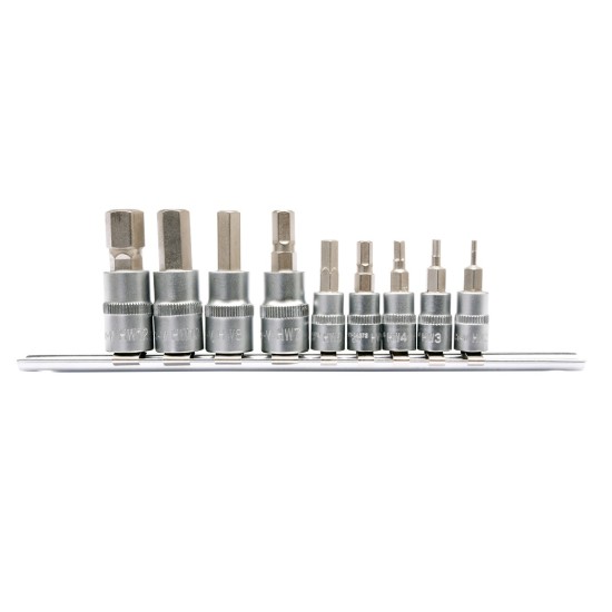 Imbusz bithegy készlet dugófejjel 9 részes (1/4" L=37 mm H2-H6, 3/8" L=48 mm H7-H12) YATO