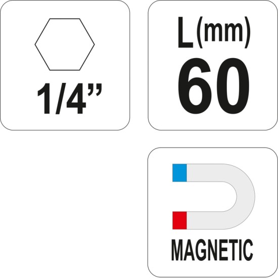 Bithegy-tartó mágneses 1/4" 60 mm YATO