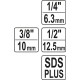 YATO Dugókulcs adapter készlet 3 részes SDS Plus->1/2", 1/4", 3/8" négyszög
