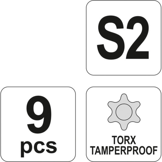 Torx kulcs készlet 9 részes T10-T50 S2 YATO