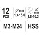 Törtcsavar kiszedő és fúró készlet 12 részes M3-M24 YATO