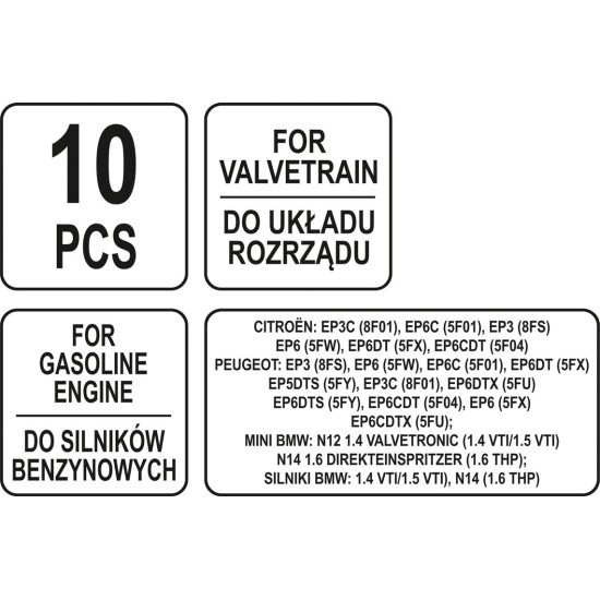 Vezérlés rögzítő készlet 10 részes Peugeot Citroën BMW Mini YATO