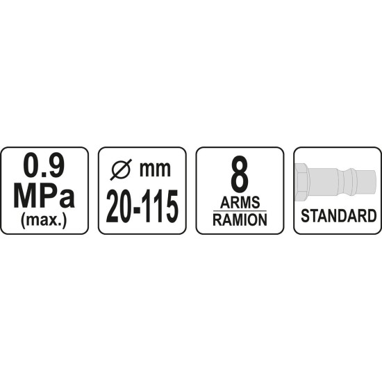 Pneumatikus féltengely gumiharang tágító 20-115 mm YATO