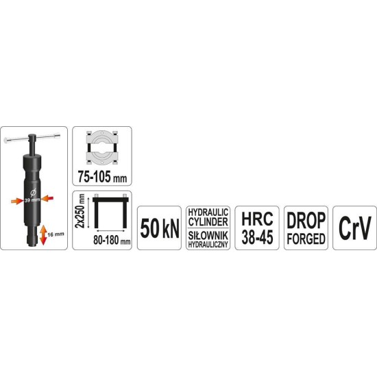 Hidraulikus csapágylehúzó és elválasztó 75-105mm YATO