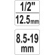 Sérültcsavar kiszedő 1/2" 8,5-19 mm YATO
