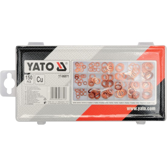 Réz alátét készlet 150 db YATO