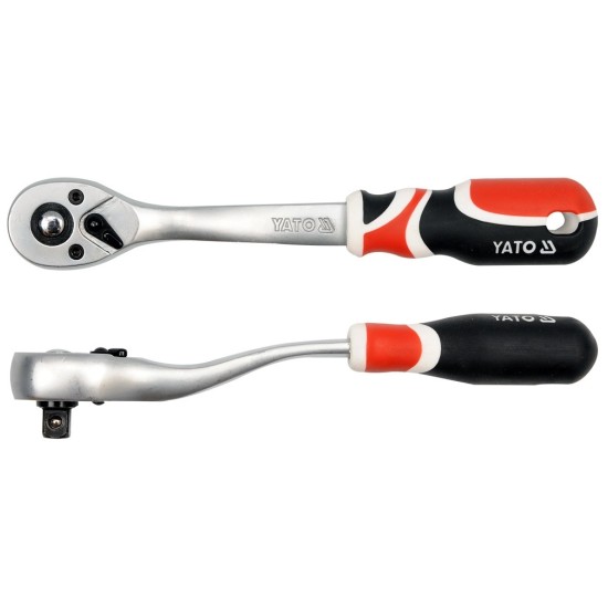 Racsnis hajtószár 3/8" 200 mm 72T hajlított szár, lágy fogantyús CrV YATO