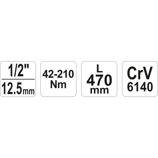 Nyomatékkulcs 1/2" 42-210 Nm / 445-465 mm CrV YATO