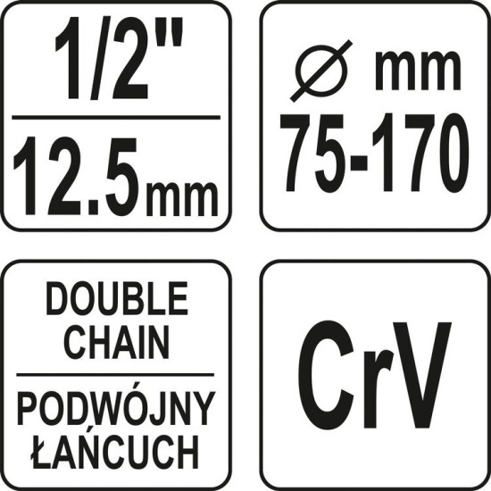 Olajszűrő leszedő láncos 1/2" 75 - 170 mm YATO