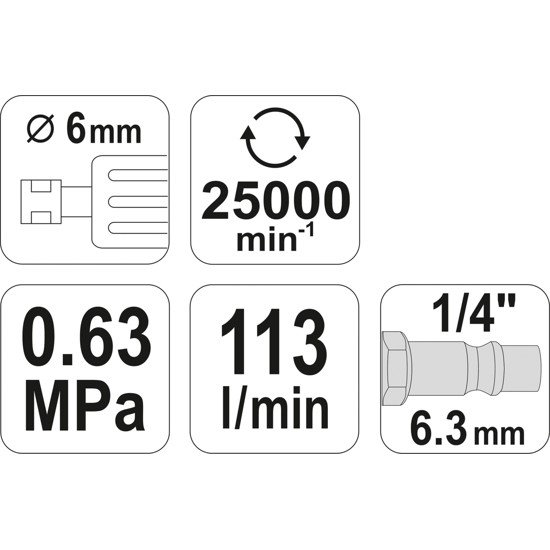 Pneumatikus egyenes csiszoló 1/4" YATO