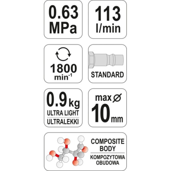 Pneumatikus fúró 10 mm YATO