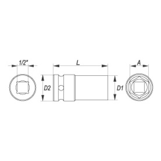 Hosszú gépi dugókulcs 1/2" 10 mm YATO