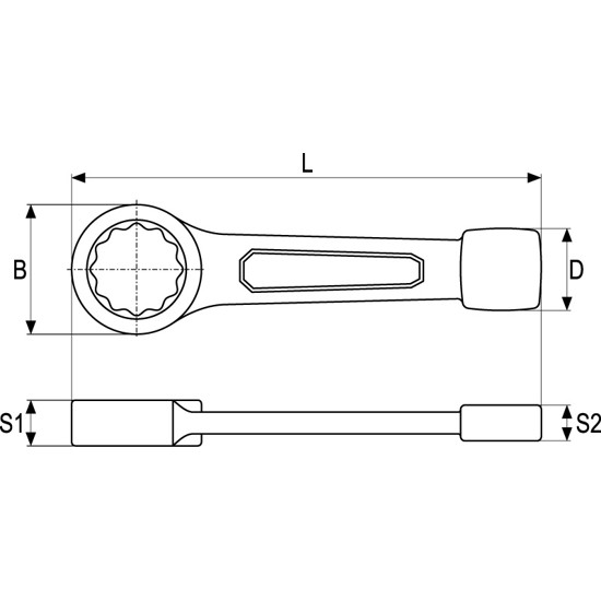 Üthető csillagkulcs 55 mm / 270 mm CrV YATO
