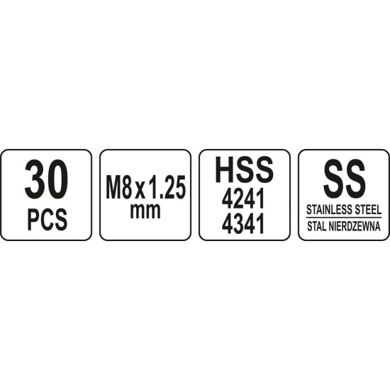 Menetjavító készlet 30 részes M8 1,25mm YATO