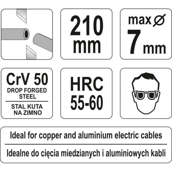 Kábelvágó 210 mm YATO