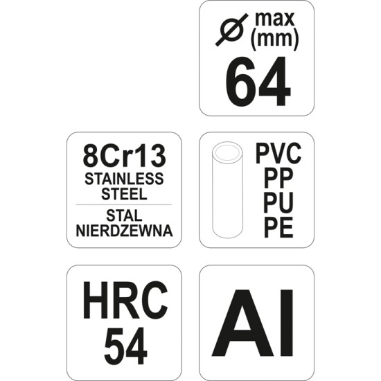 Csővágó olló (PVC) Max D=64 mm Al YATO