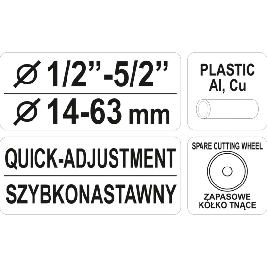 Csővágó görgős 14-63 mm (réz-alu-műany.) YATO