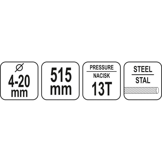 Hidraulikus betonacél vágó kézi 515 mm YATO