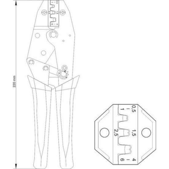 Krimpelő fogó 230 mm/0,5-6,0 mm2 YATO