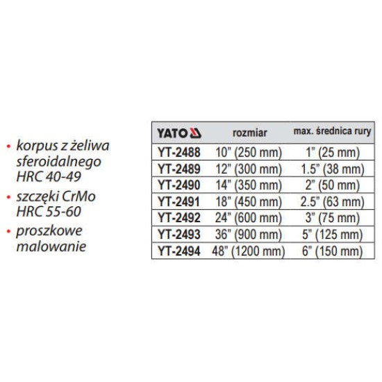 Egykezes csőfogó 5" 900 mm YATO