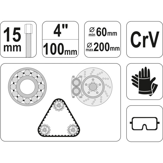 Csapágylehúzó 3 körmös 100 mm YATO